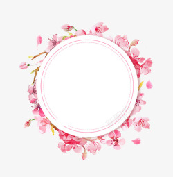 粉色梦幻手绘花环边框素材