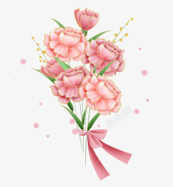 春季少女插画母亲节一束粉色康乃馨高清图片