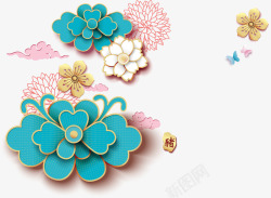 时尚中国时尚花朵边框装饰图案矢量图高清图片