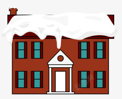 红色别墅楼屋顶积雪矢量图素材