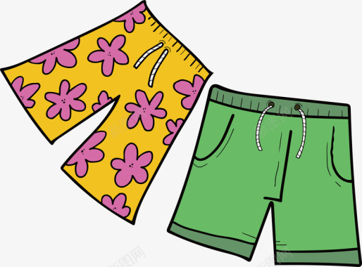 绿色PNG彩色花纹短裤旅游出行元素图标矢矢量图图标