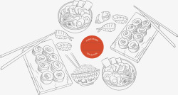 刺身手绘食物插画高清图片