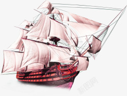 手绘远航帆船素材
