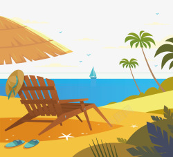 沙滩椰树沙滩椅素材