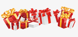 红色礼品一堆礼盒卡通插画高清图片