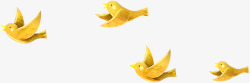 四肢四只飞翔的黄色卡通小鸟高清图片