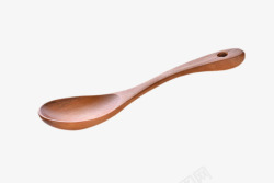 餐勺棕色光滑的木汤勺实物高清图片