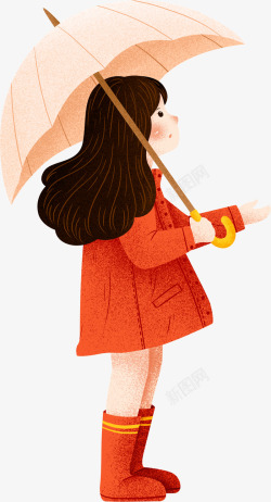 撑着伞的小女孩素材