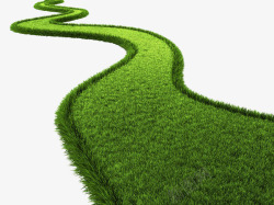 蜿蜒的手绘绿色草地弯道高清图片