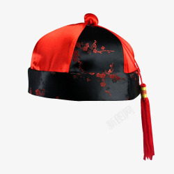 清朝黑红色中国中式地主帽子素材