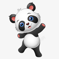 手绘的熊猫可爱微笑的熊猫矢量图高清图片