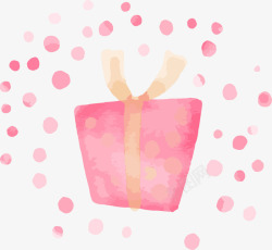 手绘粉色礼物盒子素材