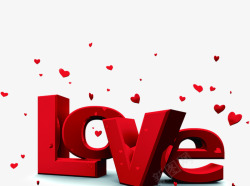 立体lovelove爱心红色立体字高清图片