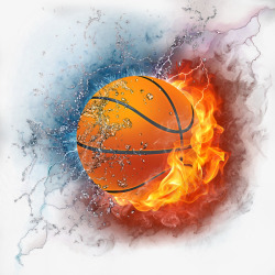 黄色喷射火焰篮球高清图片