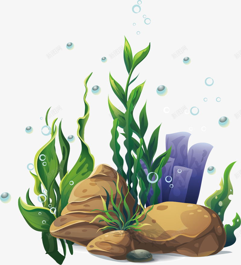 海底植物png免抠素材_88icon https://88icon.com 植物 海底 海藻 石头 绿藻