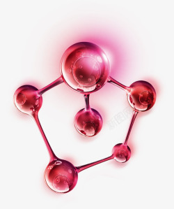 手绘红色分子结构素材
