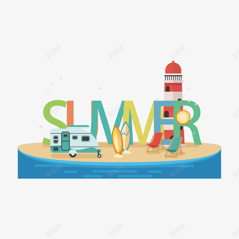 summer艺术字矢量图ai免抠素材_88icon https://88icon.com summer 卡通 度假 旅行 英文 装饰图案 矢量图