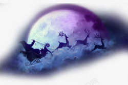 麋鹿车圣诞节圣诞月亮背景透明元素高清图片