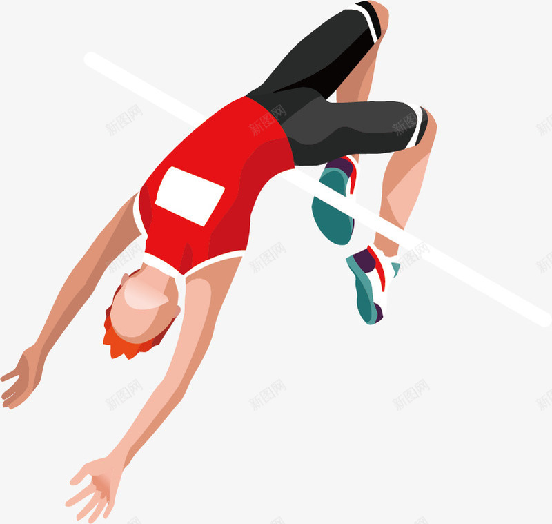 创意体育运动矢量图ai免抠素材_88icon https://88icon.com 体育运动 体育项目 奥运会 竞技 跳跃 跳高比赛 运动员 矢量图