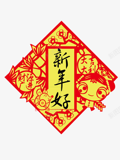 新年好门贴png免抠素材_88icon https://88icon.com 中国风 喜庆 新年 新年好 新年快乐 春节 鸡年