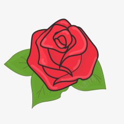 红色手绘玫瑰花儿素材