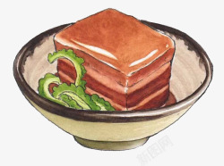 中国菜手绘红烧肉素材