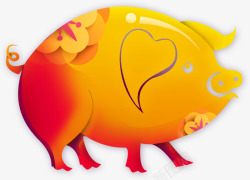 金猪褐色胖胖的金猪剪纸金猪窗花金猪高清图片