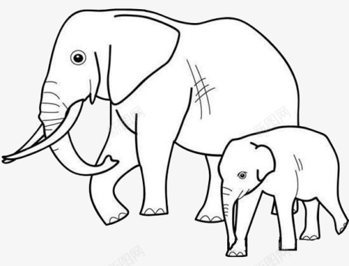 长鼻子大象胖大象和瘦大象图标图标