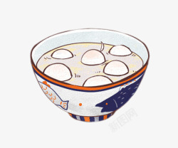 卡通手绘碗里的食物汤圆素材