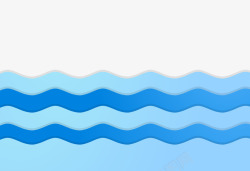 蓝色波浪装饰图蓝色卡通波浪纹高清图片
