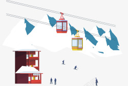 雪山滑雪中心缆车矢量图素材