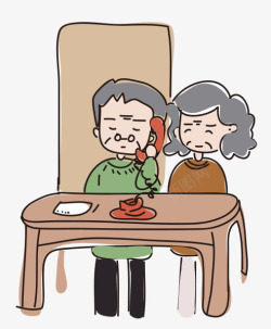 老年夫妇卡通老年夫妇打电话高清图片