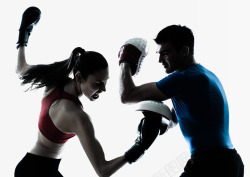 拳击运动手套两个男女拳击运动员高清图片