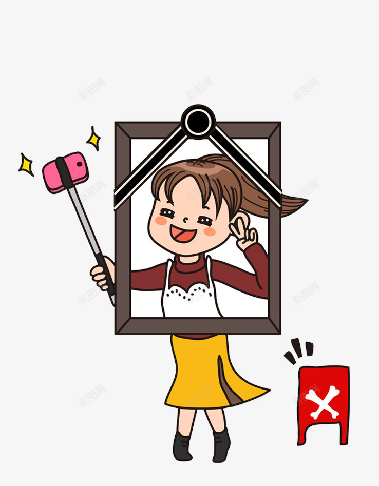 手绘自拍的女孩图png免抠素材_88icon https://88icon.com 卡通手绘 女孩 女生 微笑 手机拍照 拍照 水彩 相框 自拍