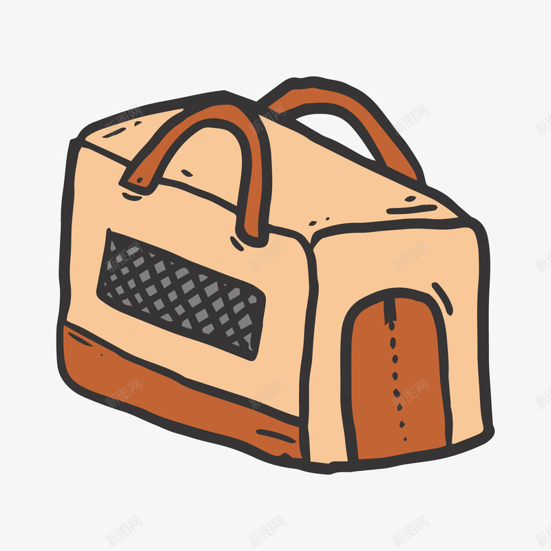 灰色手绘线稿箱子元素矢量图ai免抠素材_88icon https://88icon.com 圆角 宠物 房子 提手 方形 灰色 笼子 箱子 门口 矢量图