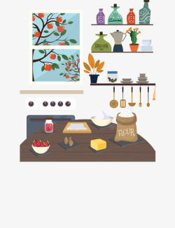 家用烹饪工具厨房烹饪烘焙蛋糕矢量图高清图片