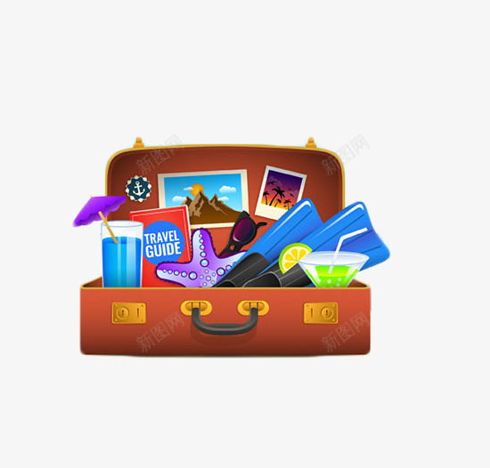 堆满物品的卡通行李箱png免抠素材_88icon https://88icon.com 堆积 旅行 物品 箱包 行李