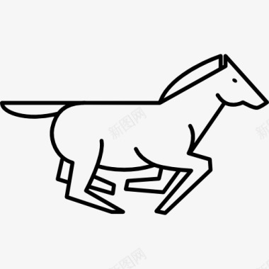 侧视图奔跑的马的轮廓图标图标