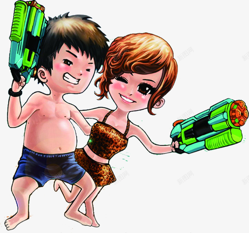 创意手绘在沙滩上的玩耍的情侣png免抠素材_88icon https://88icon.com 创意 情侣 沙滩 玩耍