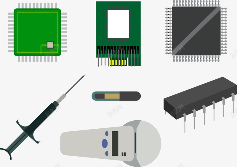 集成电路矢量图eps免抠素材_88icon https://88icon.com CPU 接线图 温度计 电焊工人 电焊笔 电路板 矢量图