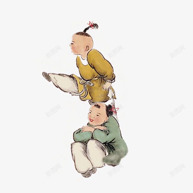 古代童子小福娃png免抠素材_88icon https://88icon.com 小孩 年画娃娃 水墨孩童