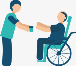 手推轮椅病人帮助残障人士的护工矢量图高清图片