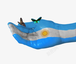 阿根廷国旗手绘蝴蝶素材
