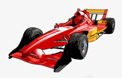 手绘卡通红色F1赛车矢量图素材