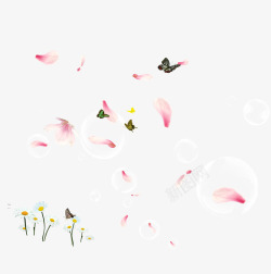 漂浮的樱花和蝴蝶素材