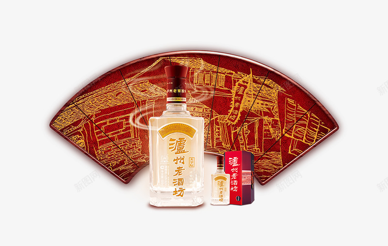 产品实物泸州老酒坊psd免抠素材_88icon https://88icon.com 产品实物泸州老酒坊 扇子 白酒 礼盒装 酒水