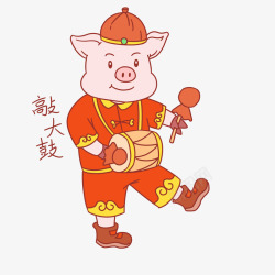 猪年吉祥物2019猪年红色可爱卡通猪年吉祥物高清图片