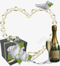 爱心链子相框香槟酒杯礼物盒素材