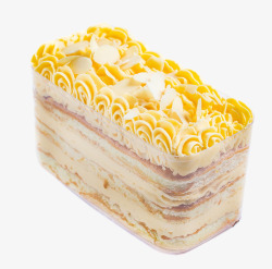 千层蛋糕上的杏仁片杏仁片装饰盒子蛋糕高清图片