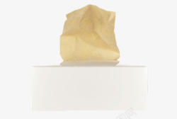 白色纸盒里的黄色抽纸巾实物素材